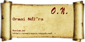 Ormai Nóra névjegykártya